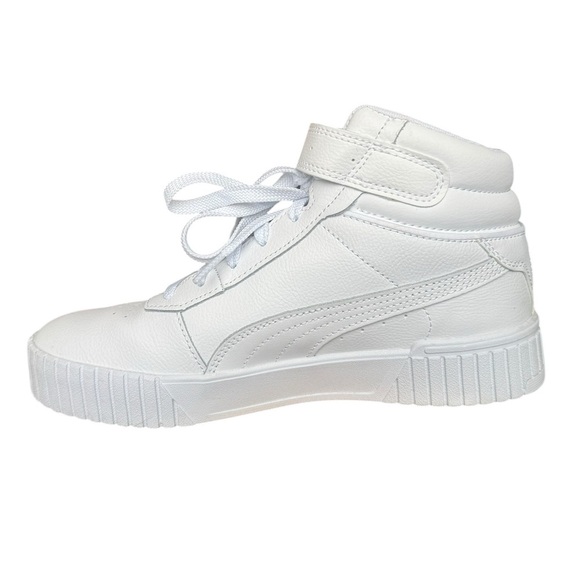 Puma Carina 2.0 Mid Sneakers White Silver Leather US Woman’s Size: 8.5 - Picture 3 of 10